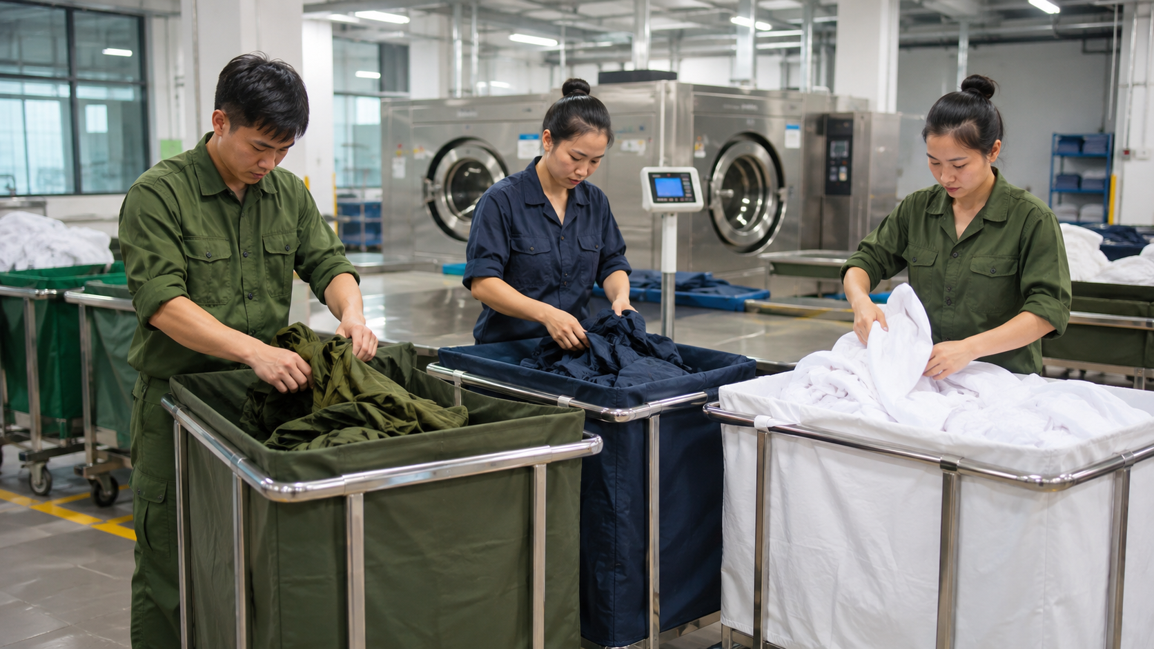 Phân loại đồ giặt trong doanh trại quân đội