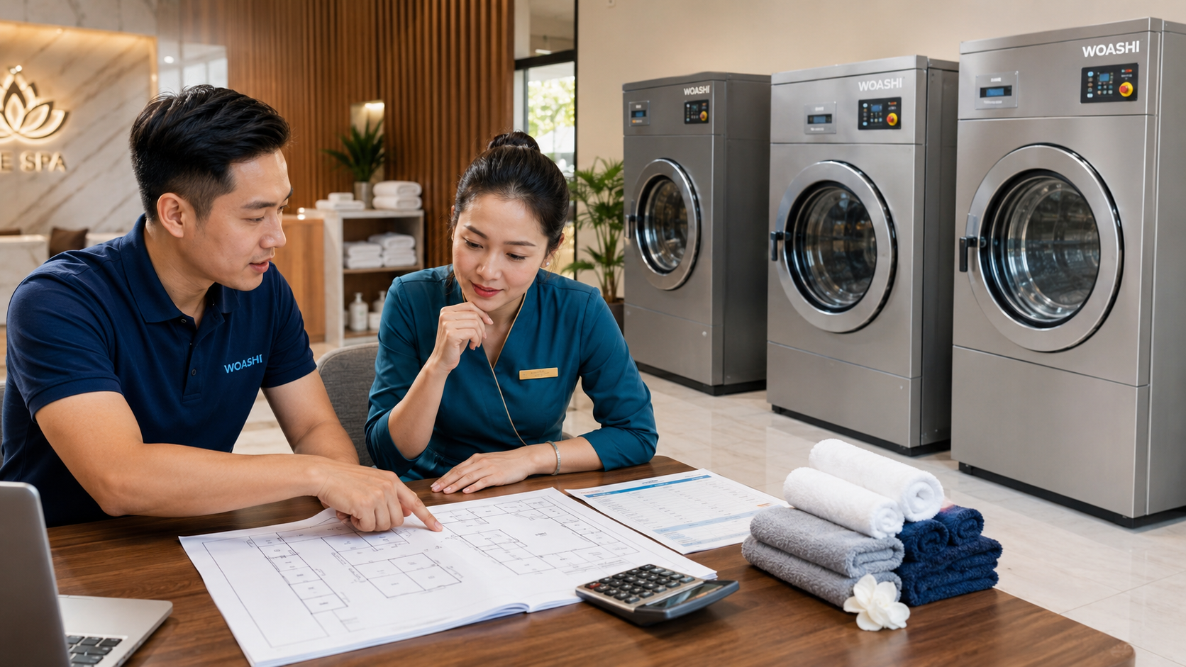 Tư vấn lựa chọn công suất máy giặt công nghiệp cho spa