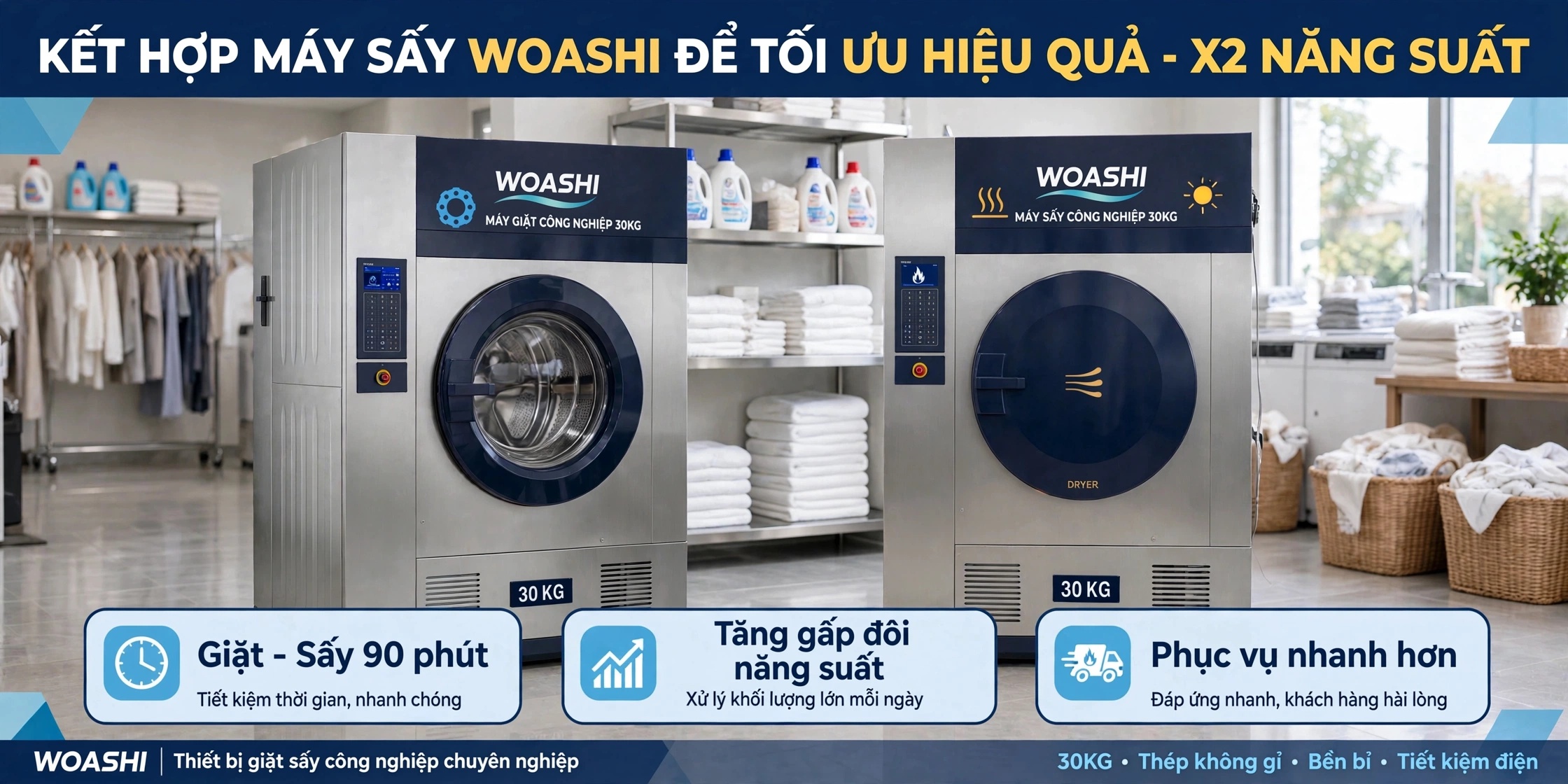 Kết Hợp Máy Sấy WOASHI Để Tối Ưu Hiệu Quả – X2 Năng Suất