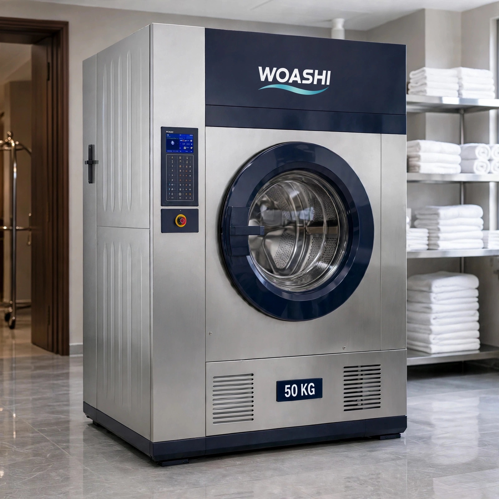 máy giặt công nghiệp 50kg WOASHI WS-50F 50KG 600L 760RPM 15kW