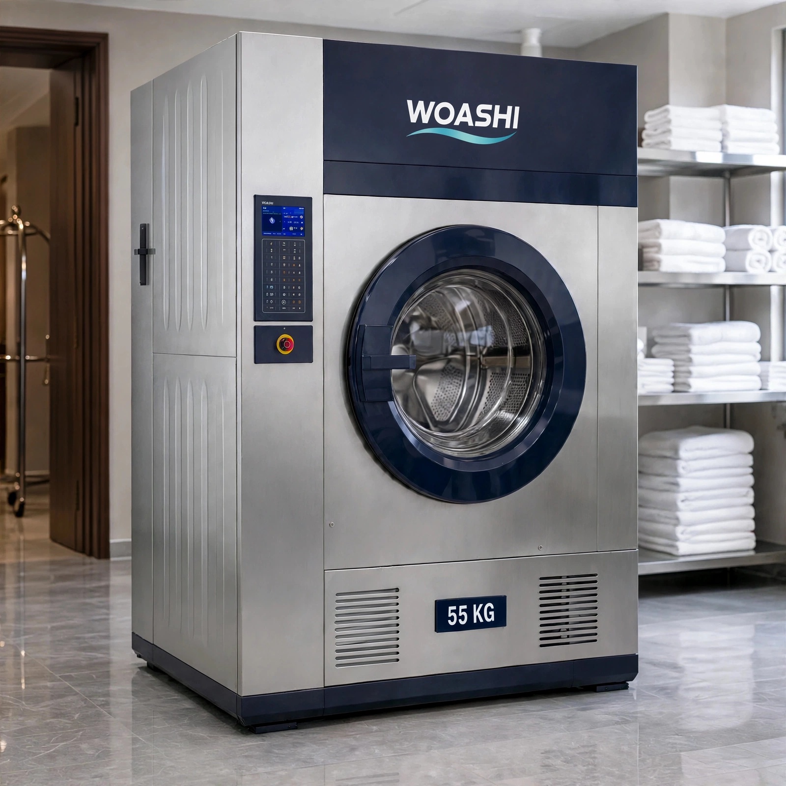 máy giặt công nghiệp 55kg WOASHI WS-55F 55KG 700L 760RPM 18.5kW