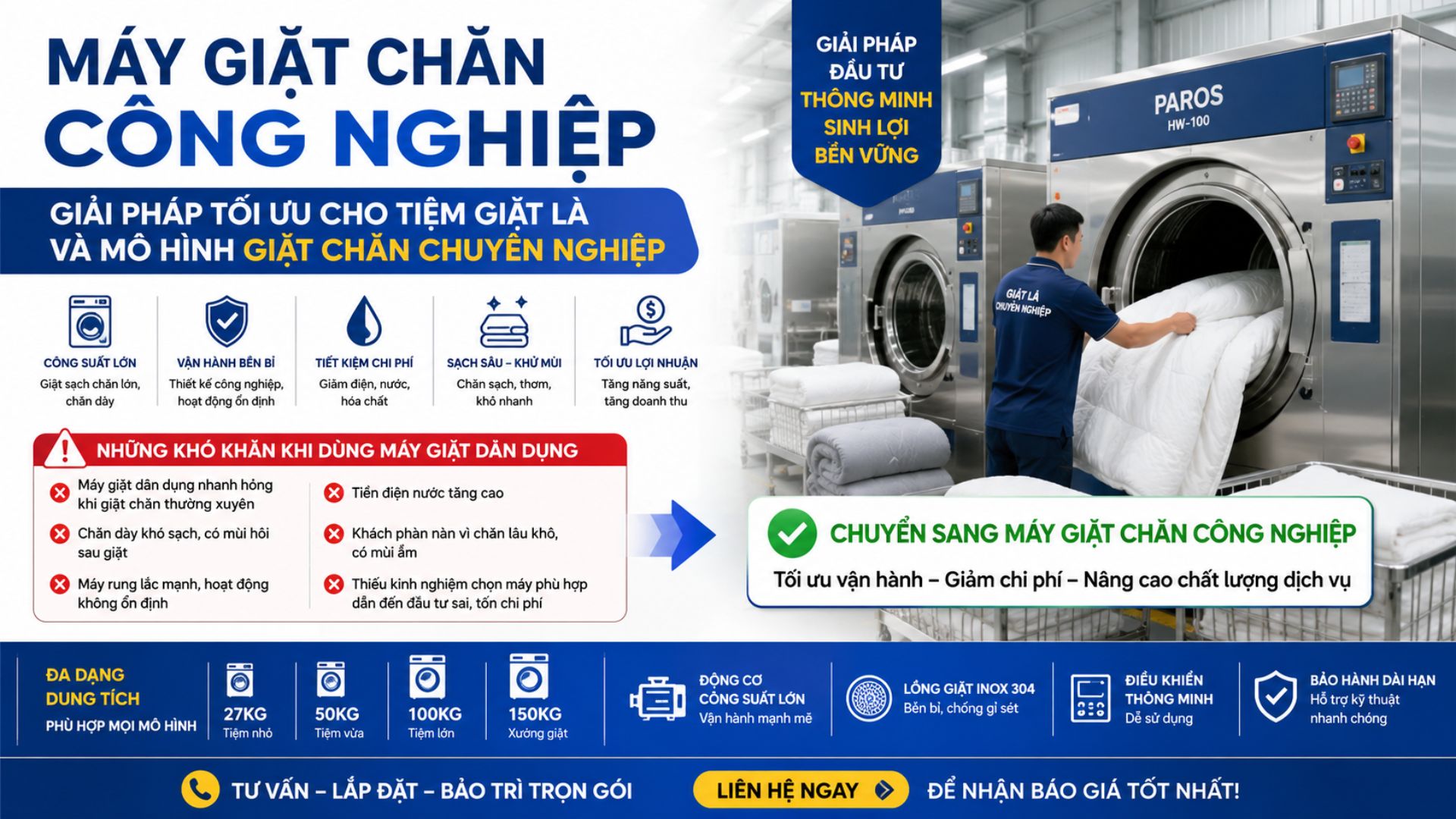 Máy Giặt Chăn Công Nghiệp – Giải Pháp Tối Ưu Cho Tiệm Giặt Là Và Mô Hình Giặt Chăn Chuyên Nghiệp