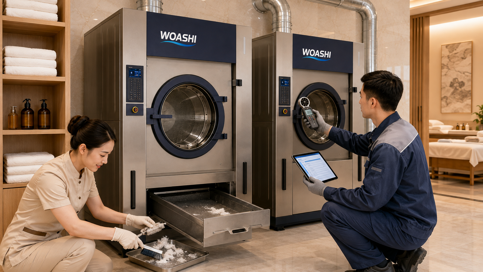 Bảo dưỡng máy sấy công nghiệp WOASHI cho spa
