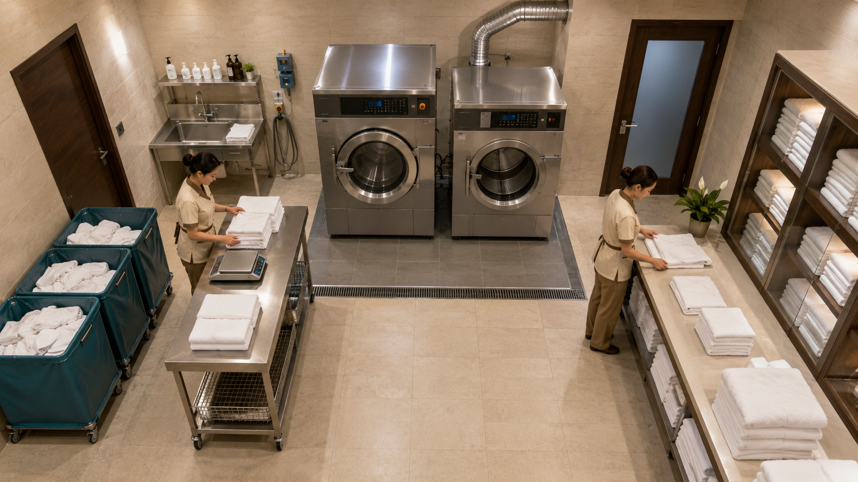Cách phân khu phòng giặt công nghiệp cho spa
