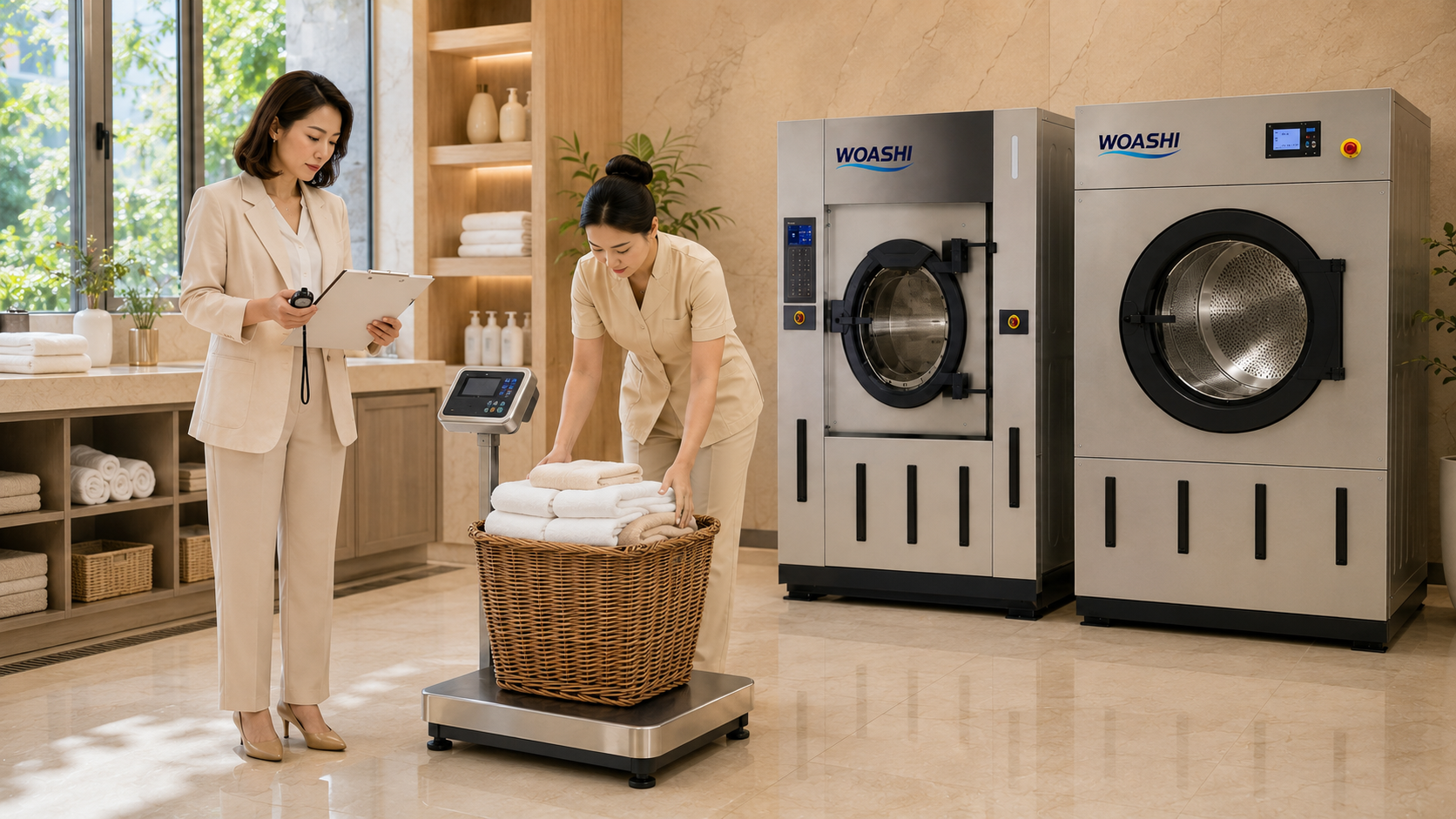 Cách tính công suất bộ máy giặt sấy cho spa