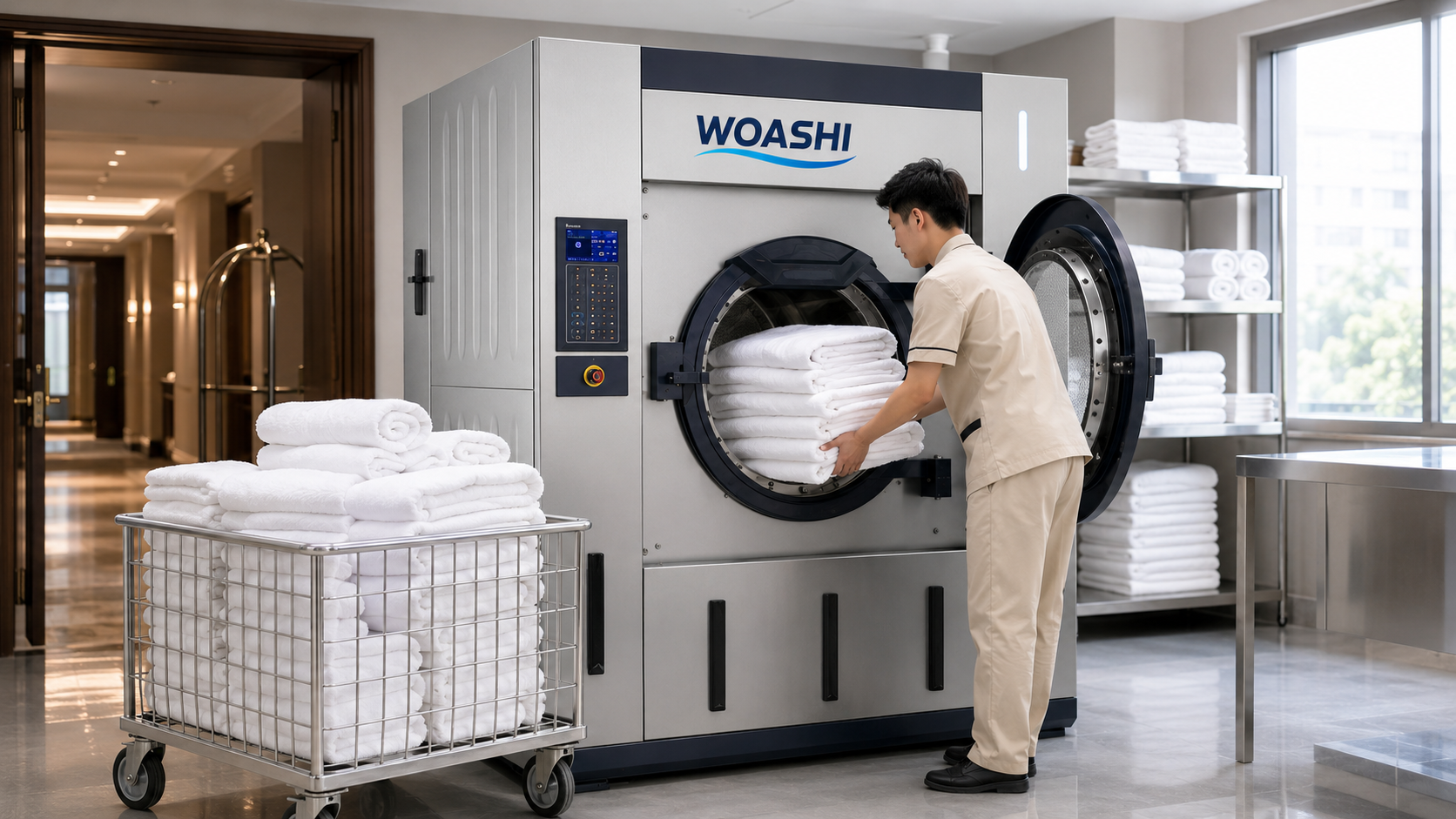 Máy giặt công nghiệp giặt khăn khách sạn WOASHI
