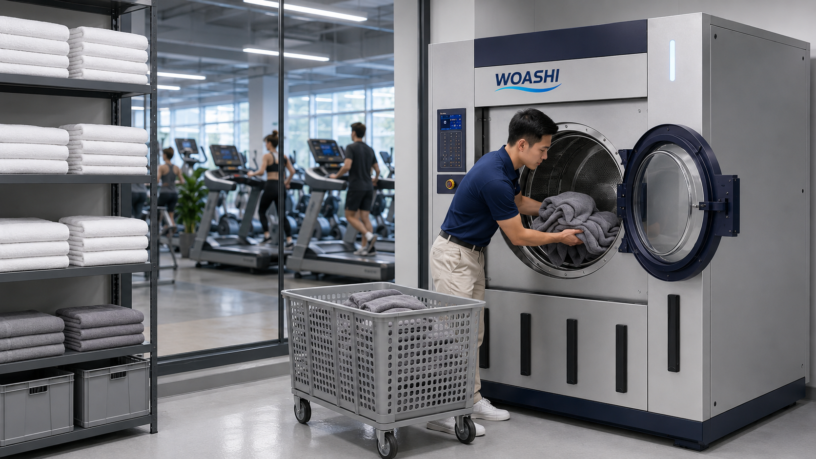 Máy giặt khăn phòng gym công nghiệp WOASHI