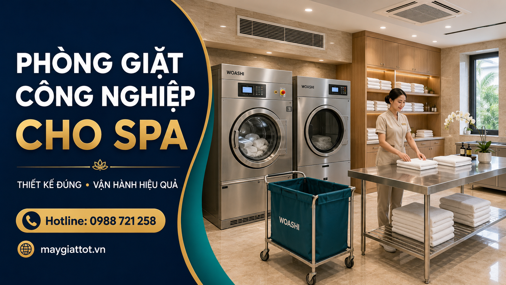 Phòng giặt công nghiệp cho spa WOASHI